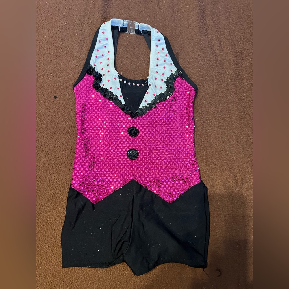 A wish come true dance costume size ISC 6x-7 one piece shorts bottom halter top